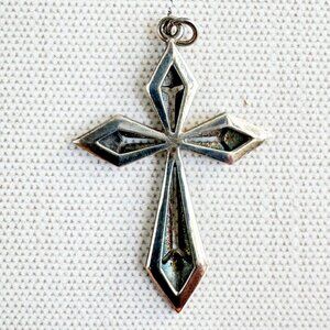 Sterling Silver Geometric Cross Pendant Vintage